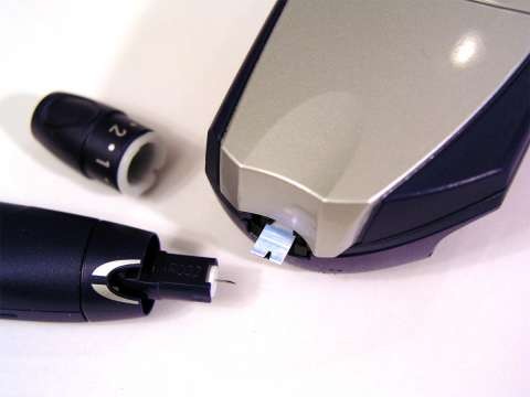 Lancet device and blood glucose meter.