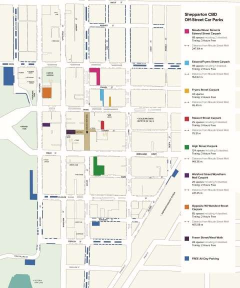 Download the Shepparton Off-Street Parking Map from this page in PDF format.