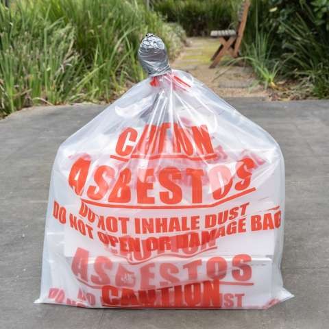 Asbestos must be wrapped in two layers of heavy-duty HDPE plastic or double-bagged in specialised asbestos waste bags.
