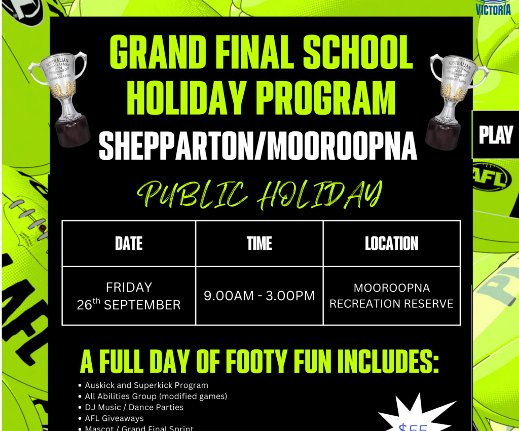 Cover image for event - Shepparton/Mooroopna Grand Final School Holiday Program