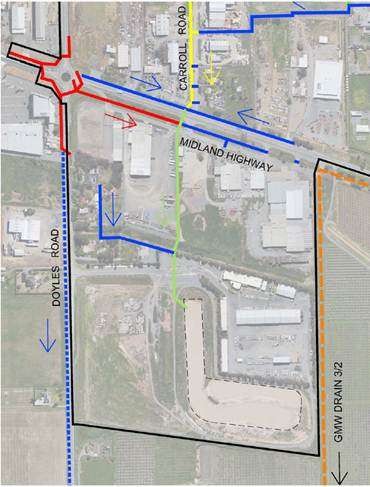 doyles Road Midland Highway roundabout jan 2016.png