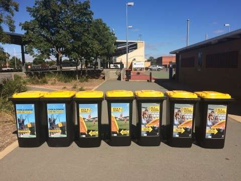 recycling bins at Deakin Reserve